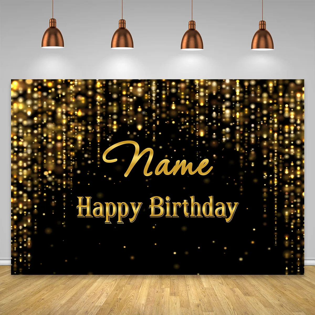 Черный золотой фон для дня рождения, индивидуальное имя, баннер для дня рождения, фон для вечеринки на пенсию, принадлежности для фотобудки, декор для стен для вечеринки
