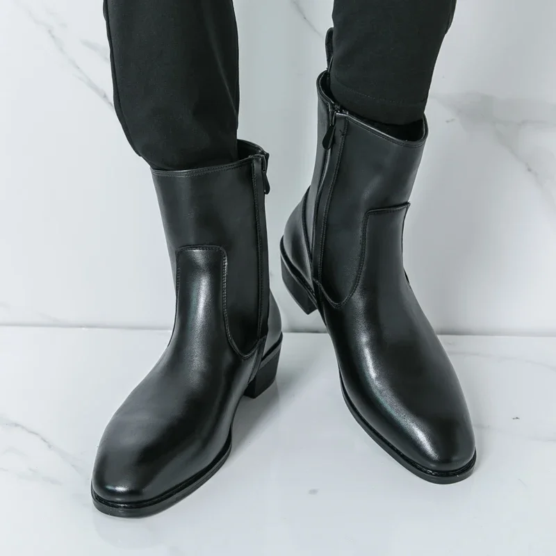 Classic Comfy Ankle Boots Botas Fashion Men's Casual Leather Chelsea Boots New Design High Top Shoes Pointed Toe Business Shoes view 6