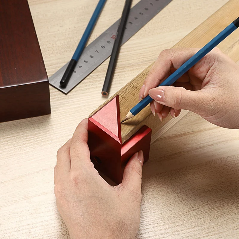 赤いアルミニウム合金センターファインダーツール、45度の角度マーカー、正方形または丸い木製ペン、頑丈