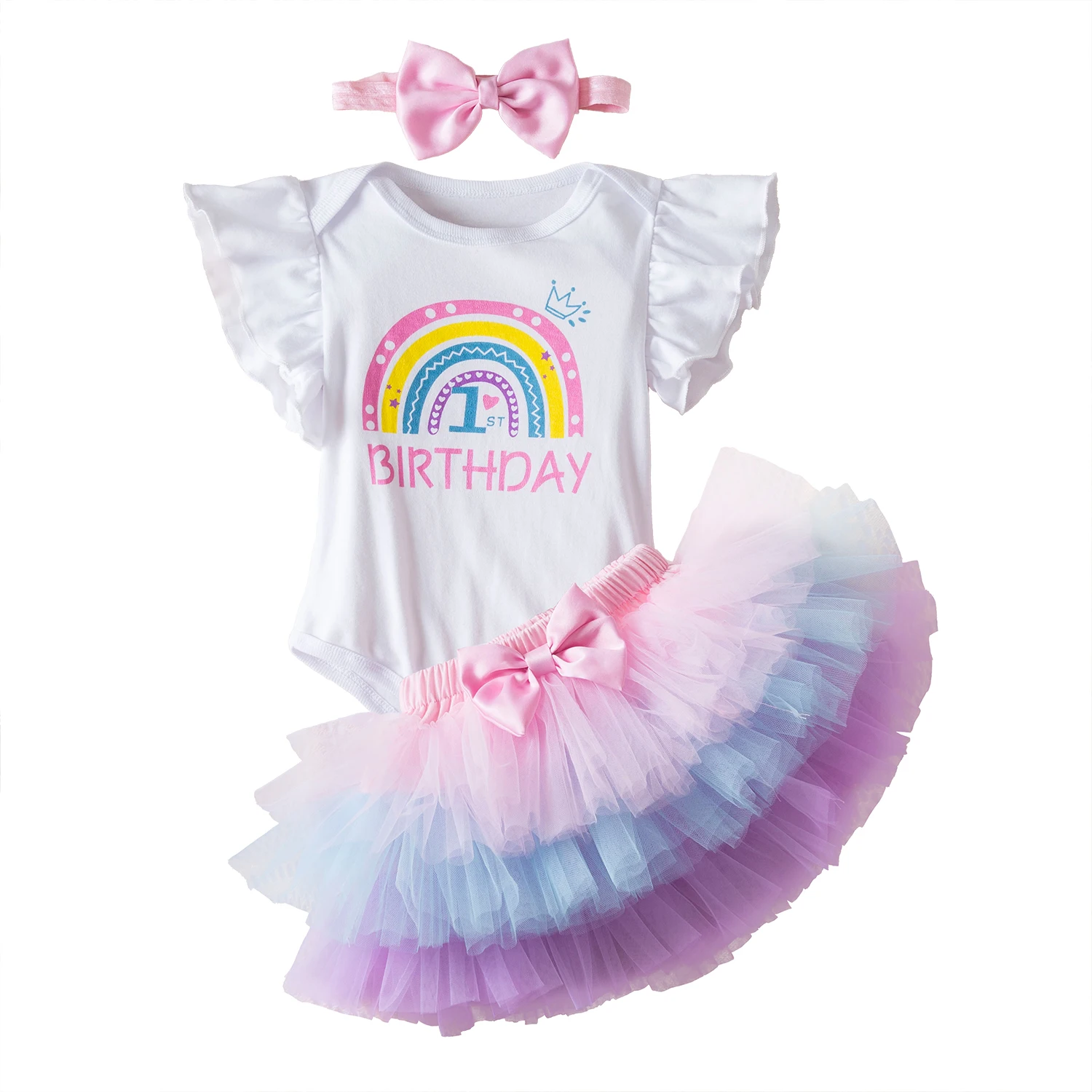 1 Year Baby Girl Clothes Birthday Party Tutu Skirt Headband Set Newborn Baby Girls Birthday Outfits Toddler Infant Girls Costume