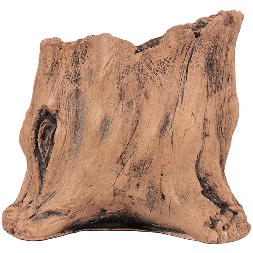 

Imitation Wooden Stump Flower Pot Cement Tree Root Planter Chocolate Color 02 Retro Garden Planting Pot