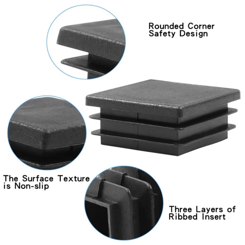 1~20Pc Square Plastic Black Blanking End Caps Furniture Leg Tube Pipe Inserts Plugs Bung Decorative Dust Cover 13x13mm-100x100mm