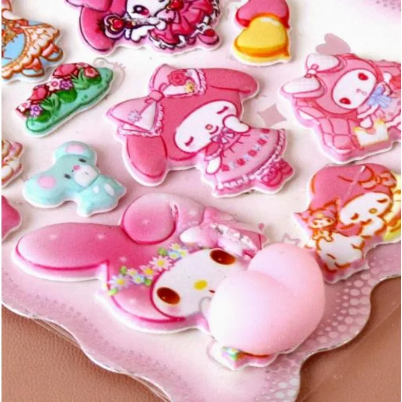 新しい柔らかくて可愛いお尻をつまむとストレス解消できるステッカー、子供向けのサンリオのクマとウサギのデコレーションステッカー