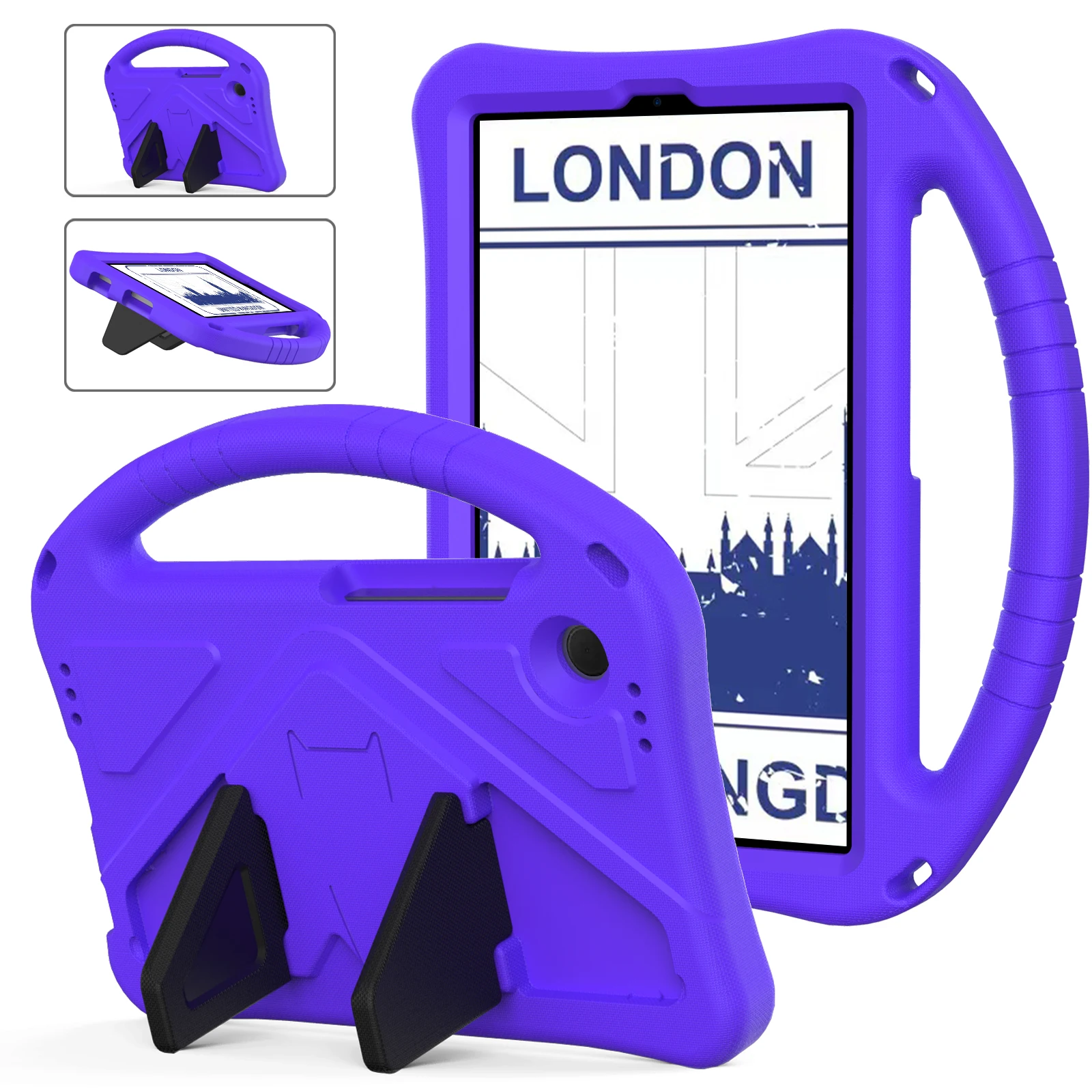 

For Samsung Galaxy Tab A9 Case EVA Shockproof Grip Handle Kickstand Tablet Cover - Purple