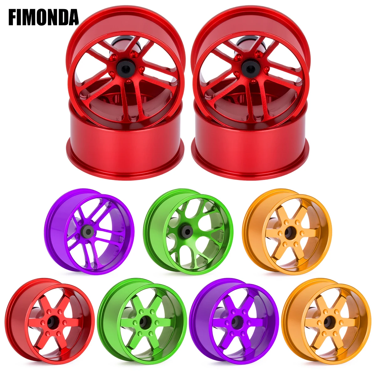 

4 шт., легкие колеса из алюминиевого сплава, диски для Tamiya Mini 4WD, обновленные детали среднего диаметра для гоночной модели автомобиля