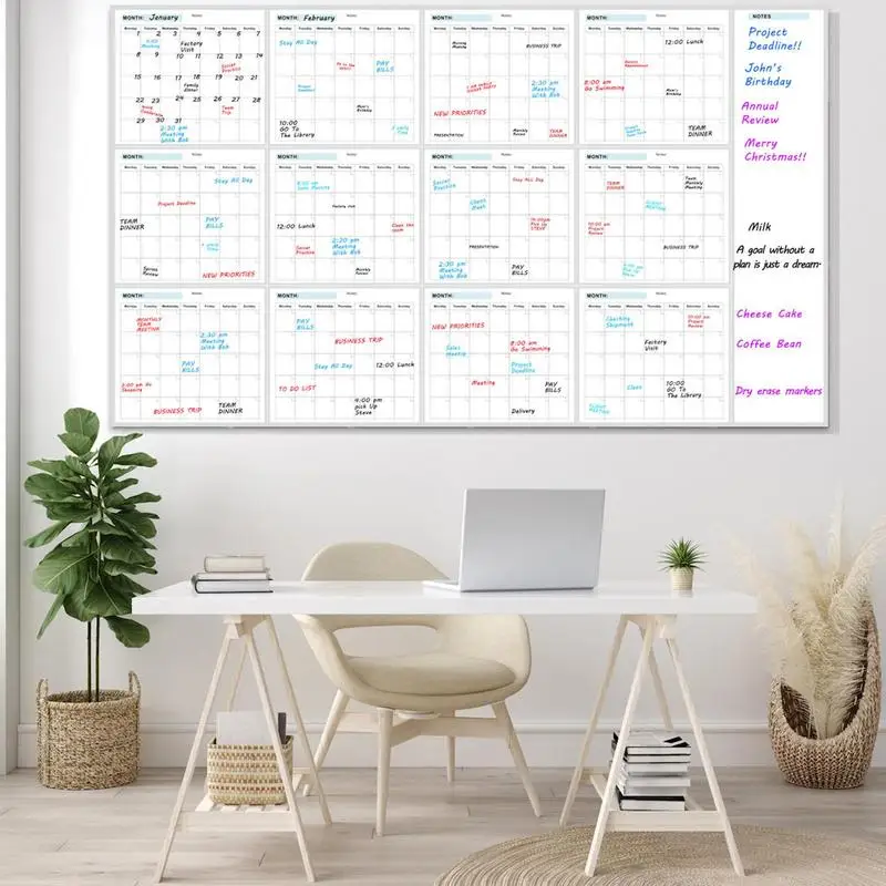 Extra Large Board Calendar 35X58in Reusable Calendar Dry-Erase Design Large Erasable Boards For Offices Home & School