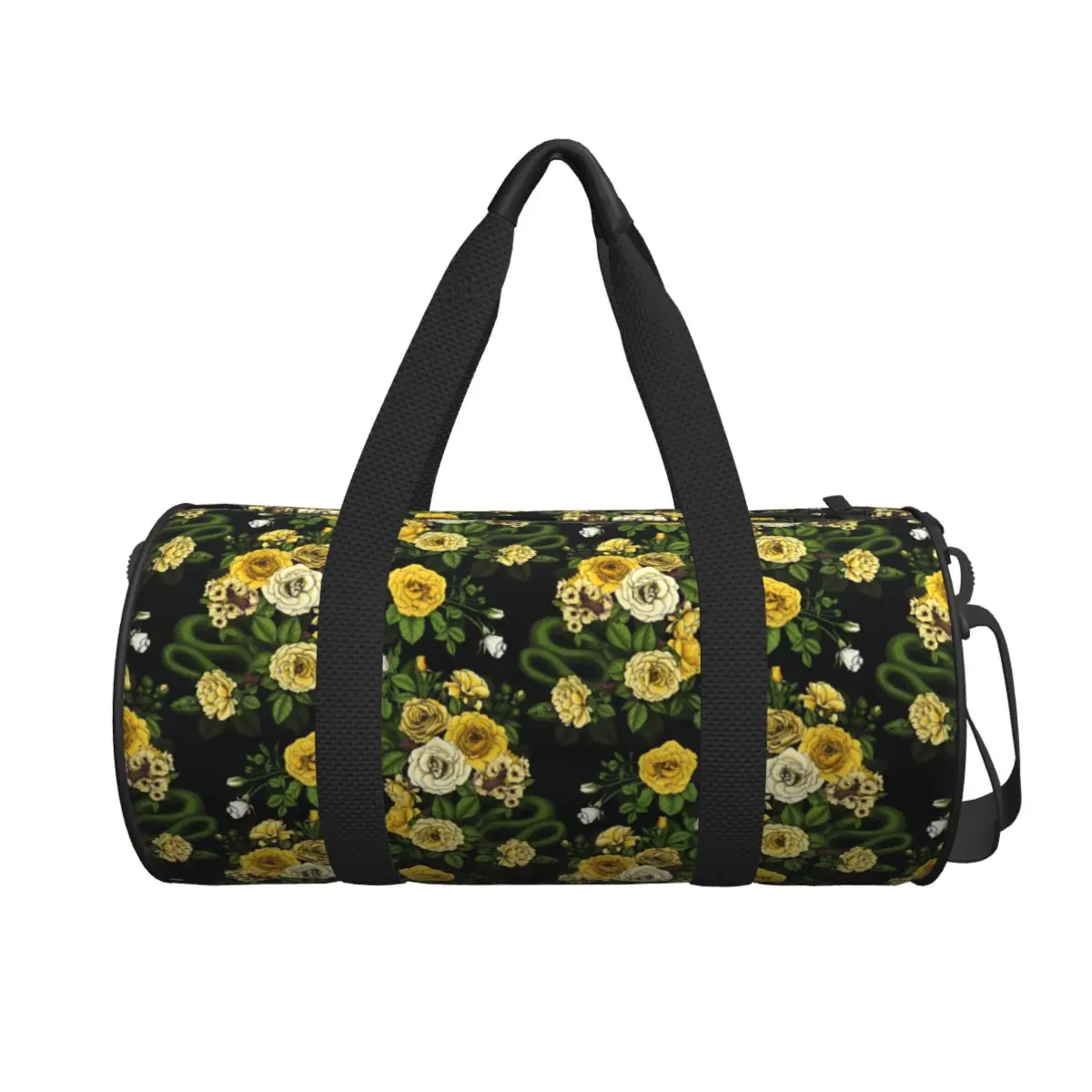 Rose Print Sports Bags Yellow and Green Training Gym Bag with Shoes Cute Handbags Couple Custom Outdoor Fitness Bag