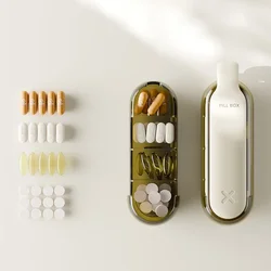 2 in 1 Portable Easy Pill Extractor & Layered Organizer 4 Grids Pills Container Storage Portable Travel Pill Box 7 Day Organiser