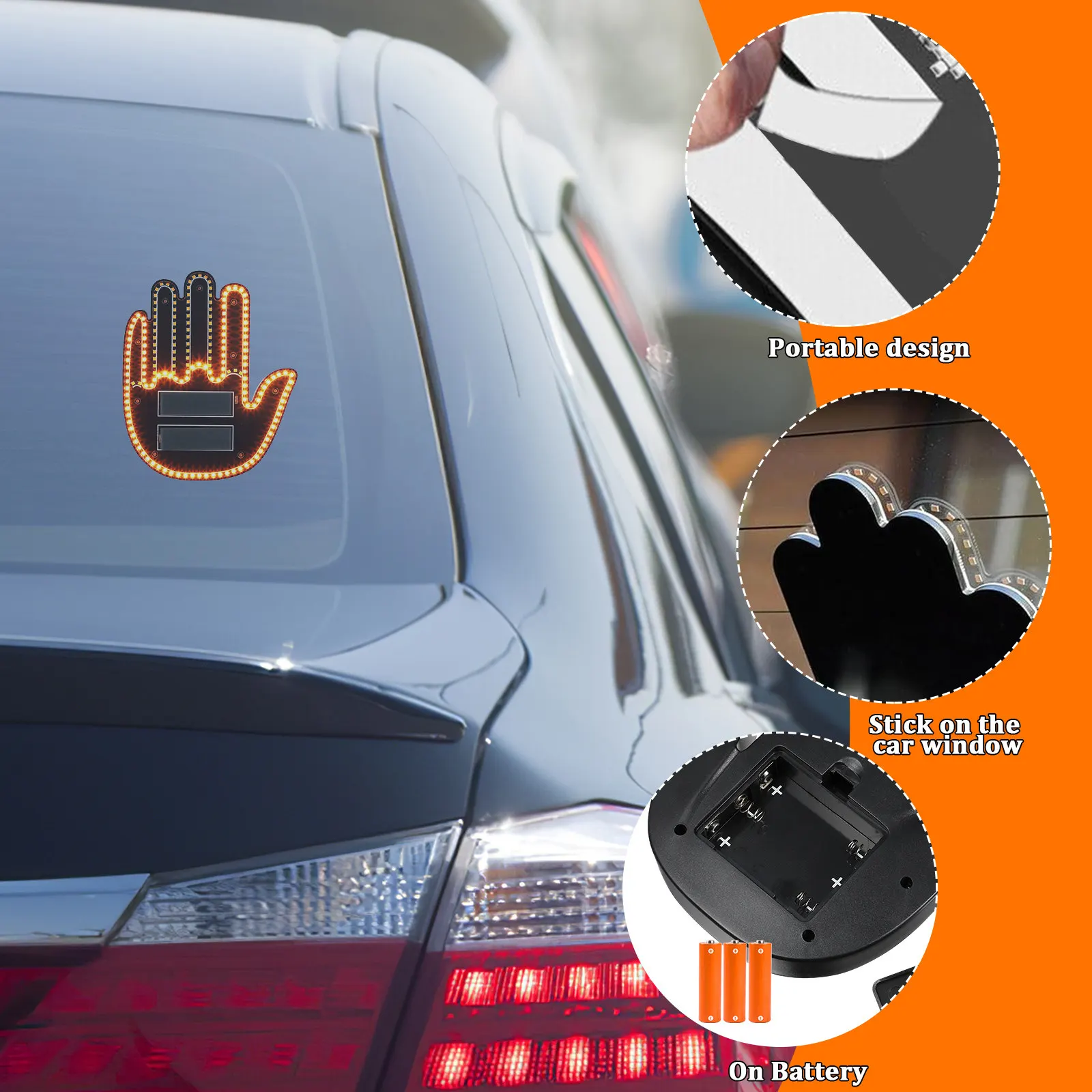 

Car Finger Light Hand Gesture LED Long-Lasting Gesture Turn Signal Car Window Light Up Sign Truck Accessories for Men