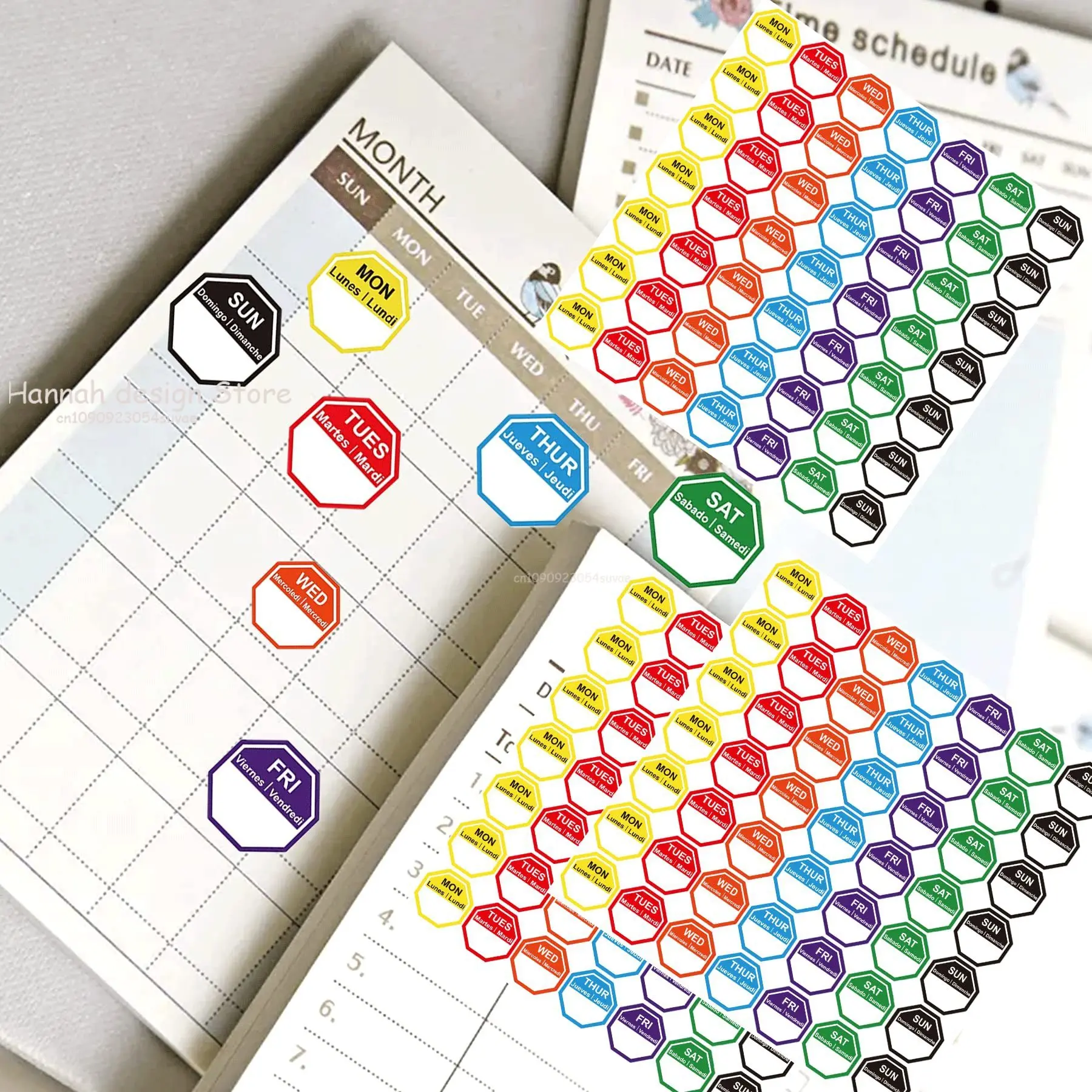 5 Sheets Day of The Week Stickers Food Labeling Date Dot Stickers for Restaurant Food Container Shop Kitchen Stationery Sticker