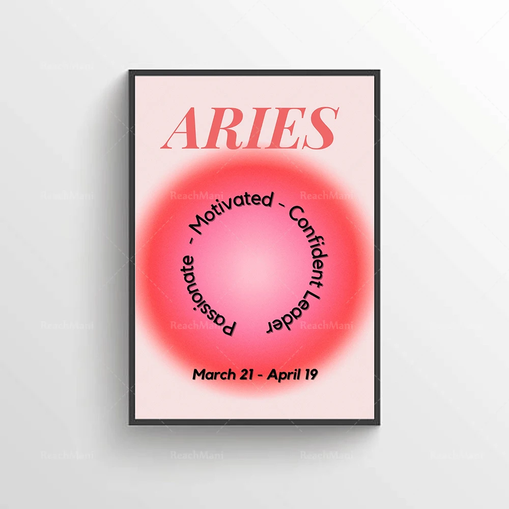 Affiche murale d'art spirituel : Impression dégradée Zodiaque, Art Astrologique Tendance, Impression Halo, Affirmation Positive pour l'Énergie