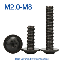 M2 M2.5 M3 M4 M5 M6 M8 Black Galvanized 304 Stainless Steel Hex Hexagon Socket Round Button Flange Head With Washer Screw Bolt