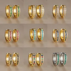 2PCS Multicolor Zirconia Small Huggie Hoop Earrings Stainless Steel Cartilage Earrings Helix Tragus Piercing Jewelry 8mm