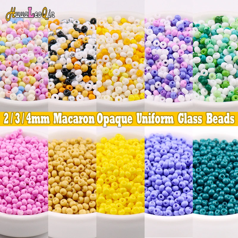 2/3/4mm Wear Resistant Opaque Round Glass Beads 11/0 8/0 6/0  Uniform Spacer Seed Beads for DIY Jewelry Making Sewing Material