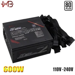 Wovibo PSU Pc Gaming Power Supply Rated 600W 110V 220V ATX Computer Fuente de alimentacion 120mm Fan Full Module EU Plug