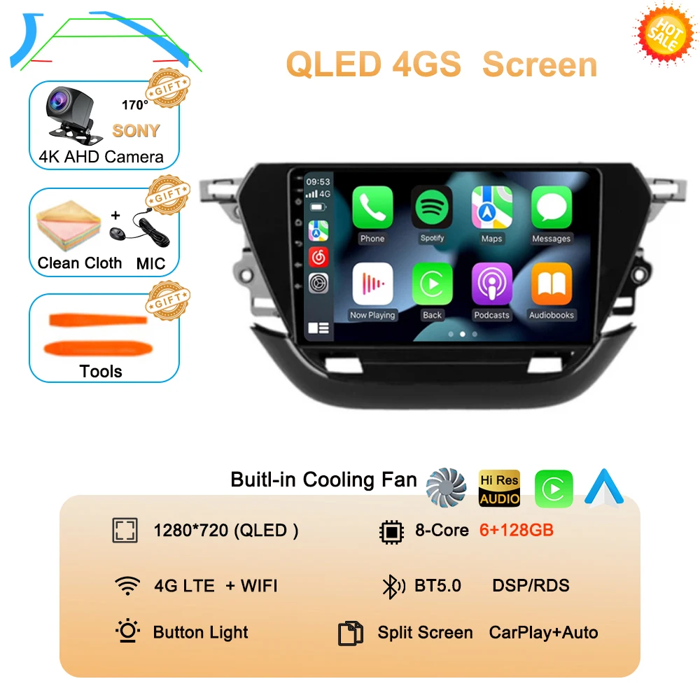 Android 16 autoradio voor Opel Corsa F 2019-2023 touchscreen, autoradio, videospeler, navigatie, GPS, multimedia, BT, Carplay