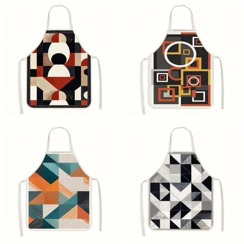

Abstract Pattern Aprons Linen Apron, Suitable For Kitchen Cooking, Parent-Child Interaction, Painting And Other Scenarios