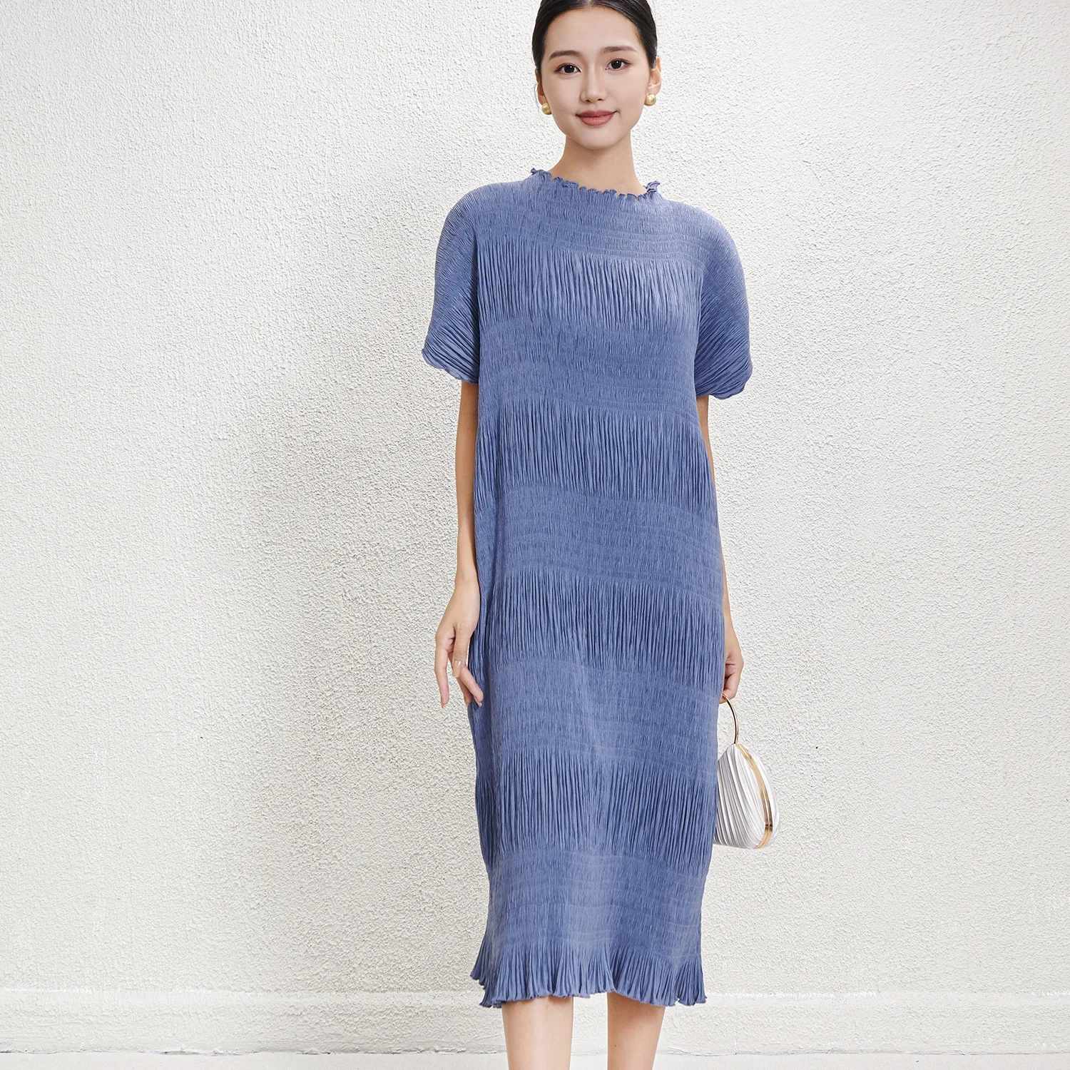 

SMVP Fashion Casual Women Dress 2025 Summer New Solid Colour Round Neck Short-sleeved Loose Big Yards Party Dresses