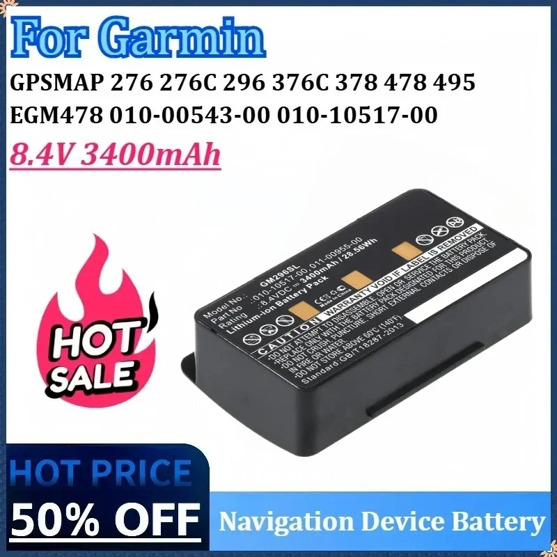 

New 010-10517-00 8.4V 3400mAh 28.56Wh GPS Navigator Battery for Garmin GPSMAP 276 276C 378 478 495 EGM478 010-00543-00 296 376C
