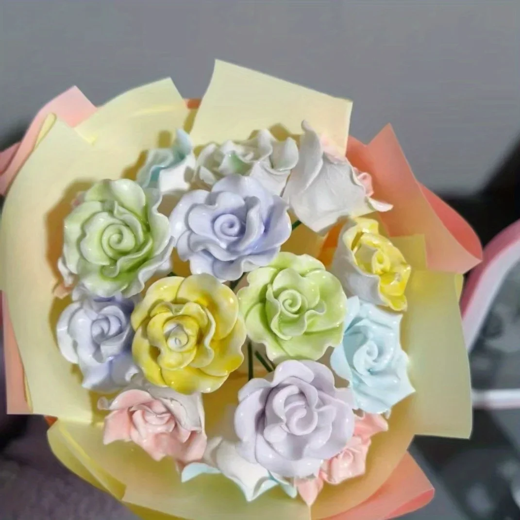 

Набор из 6 керамических цветов ручной работы: Вечные цветы для домашнего декора – идеально подходят для Дня святого Валентина, Рождества, Дня матери и других праздников