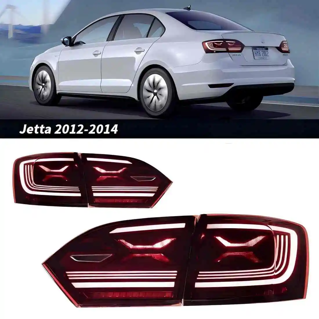 

LED Tail Light For Volkswagen VW Jetta MK6 2012-2014 Brake Rear Light Sequential Turn Signal