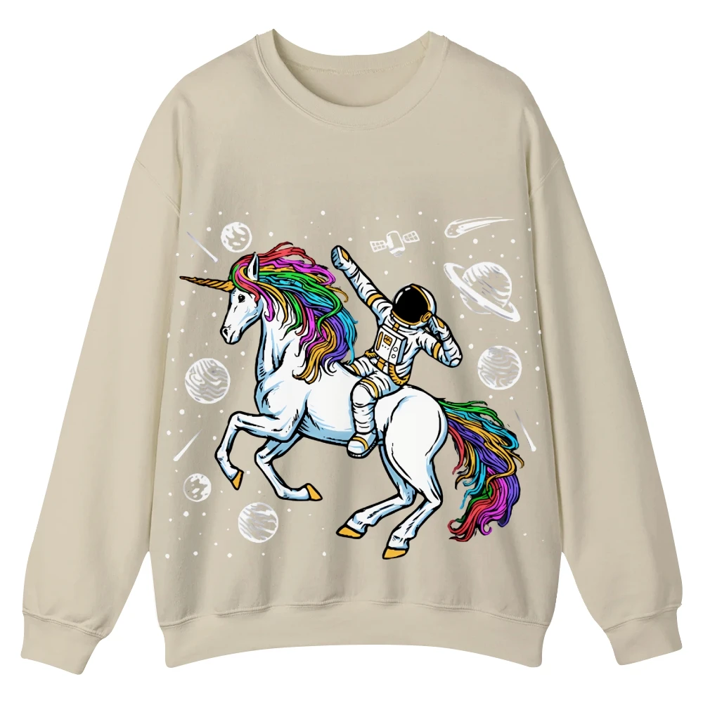 Multi-Color Sweater Sweater Pure Cotton Cute White Horse Print Fashionable Loose Shoulder High Quality New Trend Long Sleeve