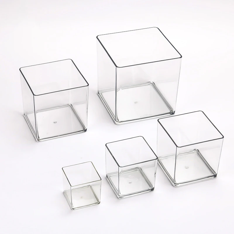 Square Acrylic Flower Box Clear Vase Flowers Green Plants Flower Arrangement Hydroponic Container Square Box Floral Material