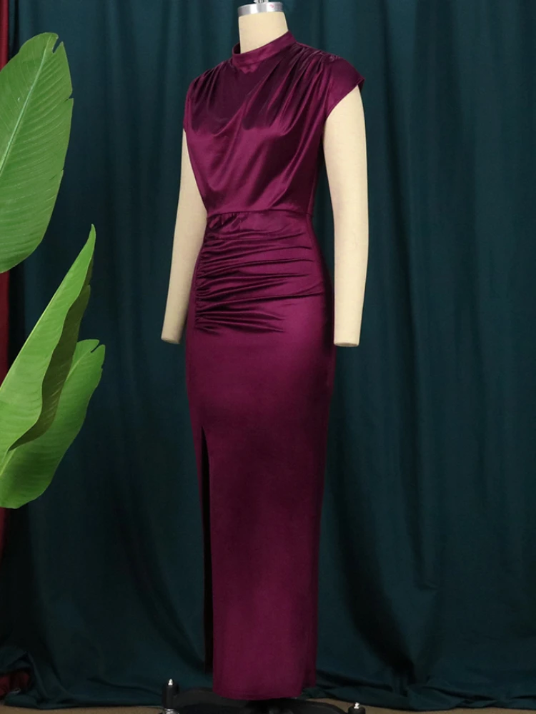 Burgundy Dresses Plus Size 4XL Sexy Bodycon Long Prom Slit Evening Birthday Party Cocktail Outfits for Ladies 2023 Spring Summer