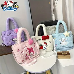 Sanrio Plush Single Shoulder Bag HelloKitty Kuromi Melody Cinnamoroll Cute Cartoon Anime Handbag Single Strap Storage Handbag