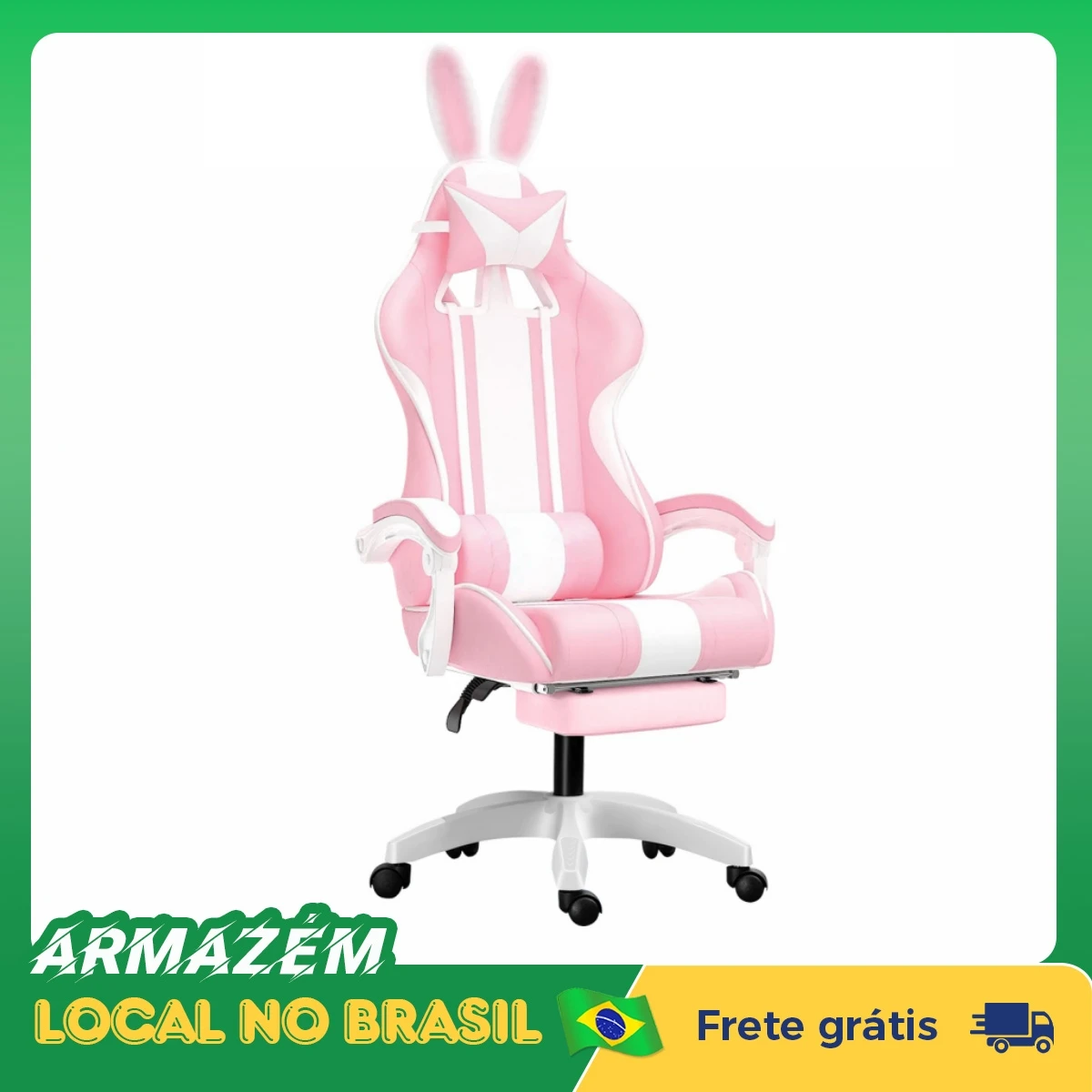 Cadeira ergonômica para jogos Python Fly Rabbit Ear, ajuste de altura 3D, cadeira de escritório adorável, tecido respirável