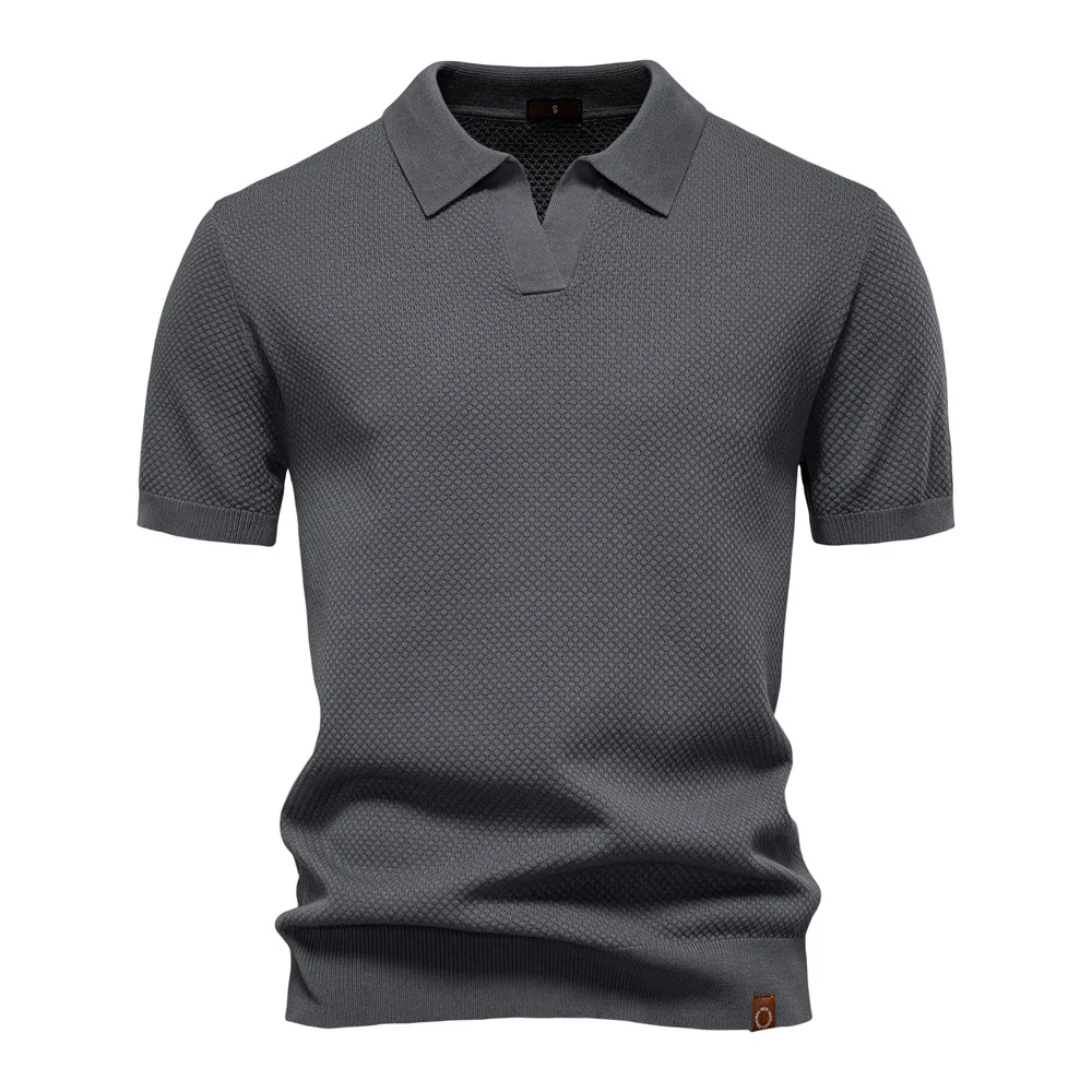 

2026 Summer High-Quality European Size Knit Polo Shirt for Men Business Seagull Collar Men's Short Sleeve Sweater Polo