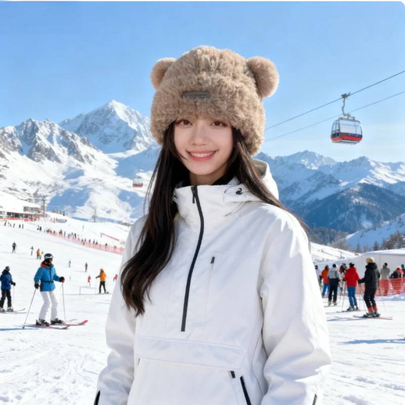 رسالة الدب آذان محبوك لطيف قبعة صوفية قبعة صغيرة آذان القط قبعة كل مباراة الجمجمة قبعة جميلة الشتاء/الخريف لطيف قبعة شعبية