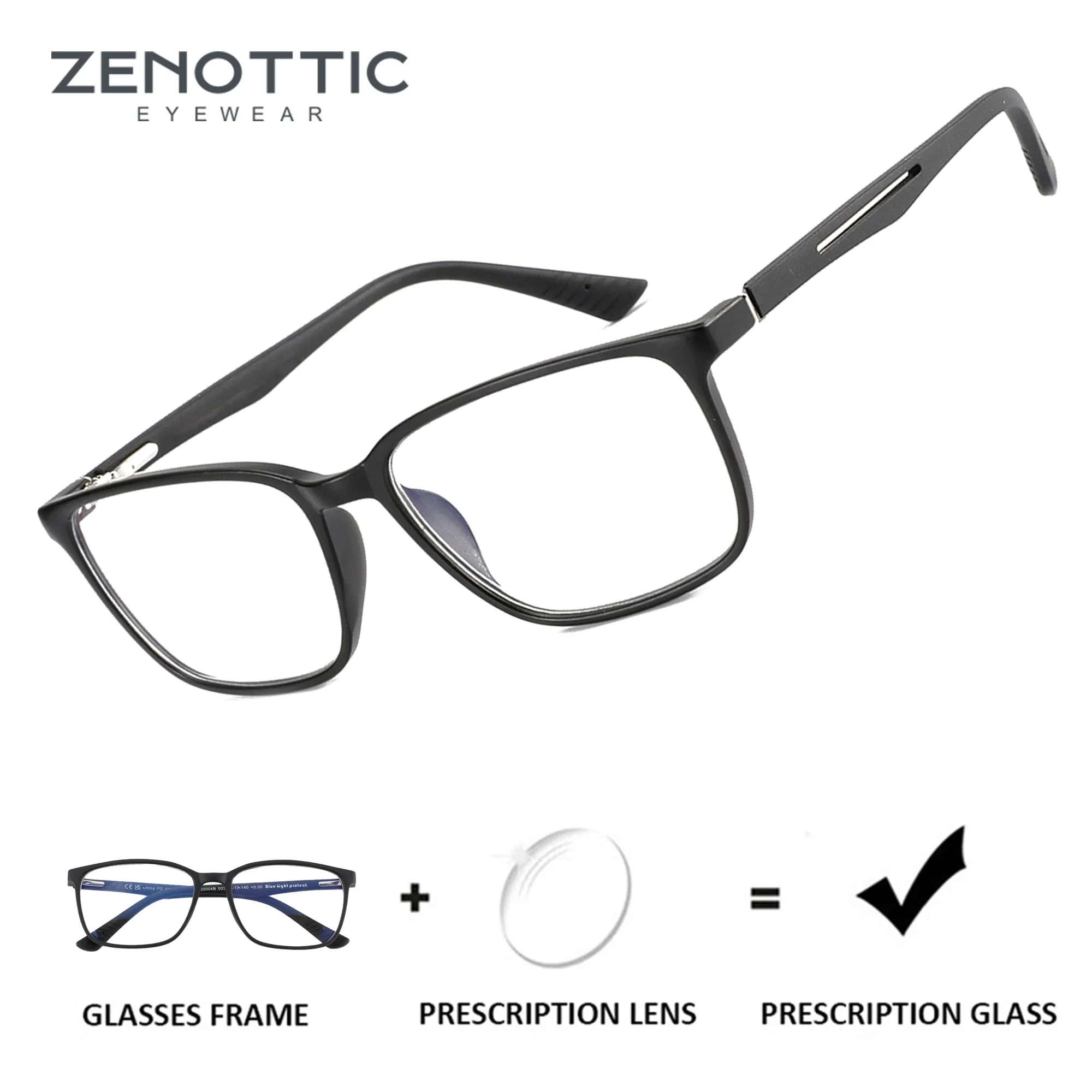 ZENOTTIC Fashion Square Prescription Glasses Anti Blue Light/Photochromic/ Myopia/Hyperopia/Progressive Eyeglasses Unisex