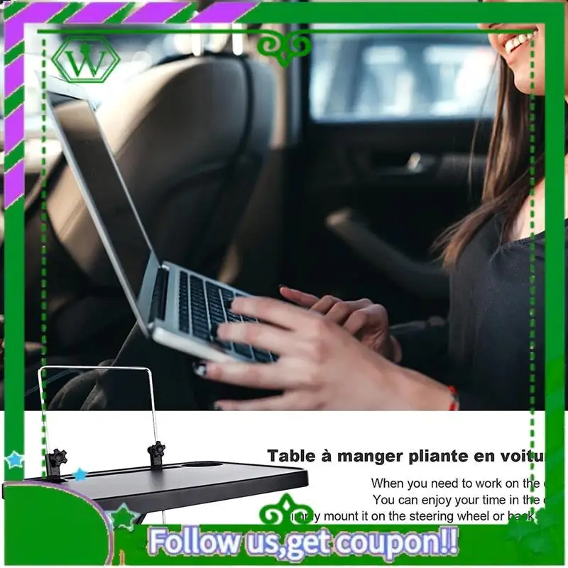 AC34-Car Small Table Car Dinner Plate Steering Wheel Tray Foldable Storage Universal Car Accessories