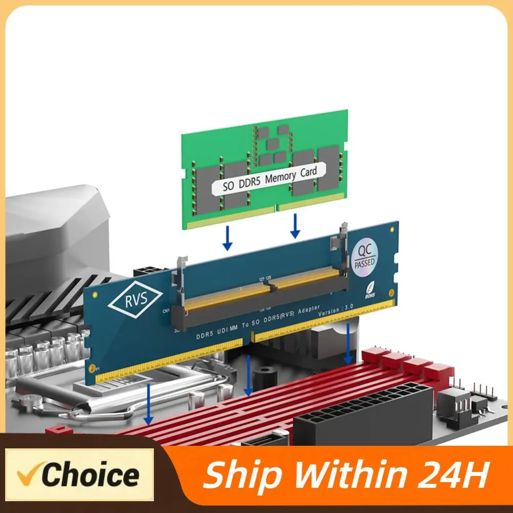 

Карта-адаптер SO-DIMM для ноутбука к DIMM для настольного ПК, с защитой от перегрузки по току, конвертер карт памяти DDR5, адаптер оперативной памяти RAM