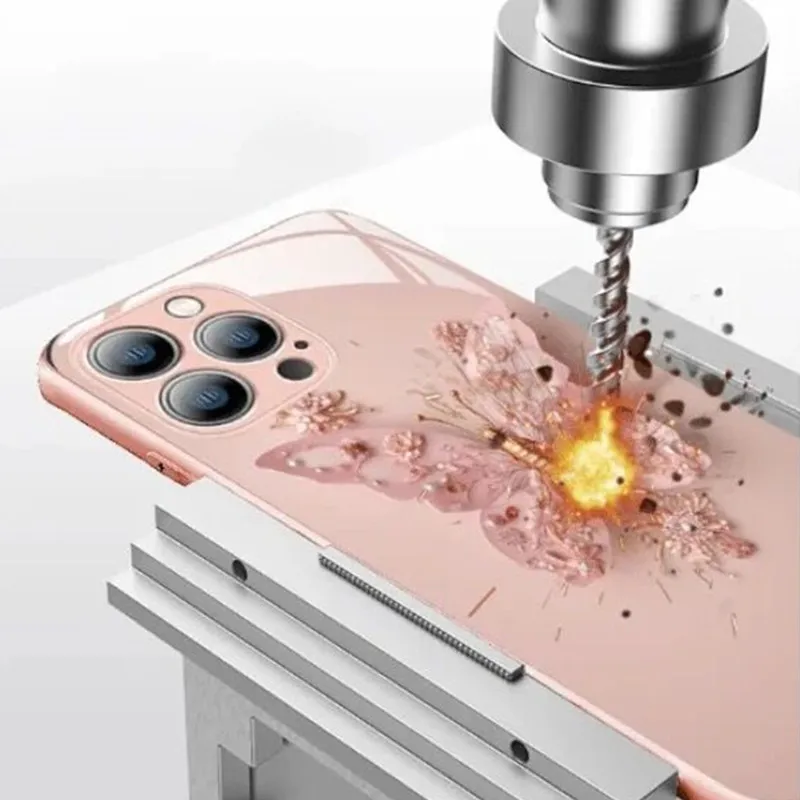 Custodia in vetro con motivo a farfalla piatta custodia per telefono in vetro fata farfalla per IPhone 14 13 12 11 15 Pro Max X XS XR 7 8 Plus Cover