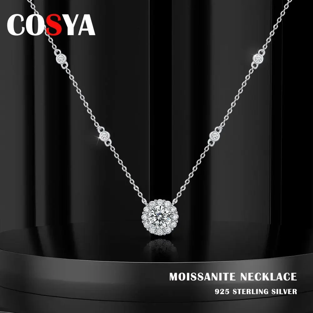 

COSYA 1 Carat Moissanite Pendant Necklace For Women Original 100% S925 Sterling Silver Necklaces Wedding Bridal Fine Jewelry