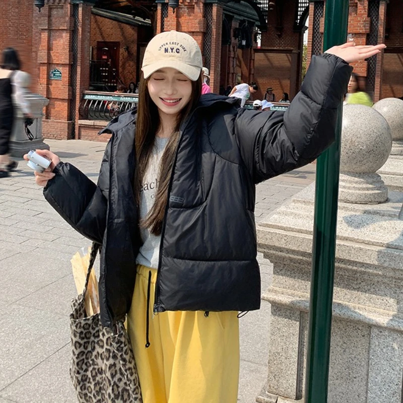 2025 가을 겨울 여성 파카 코트 한국 신상 루즈 후드 두꺼운 따뜻한 숏 다운 코튼 패딩 재킷 여성 아우터웨어 탑스