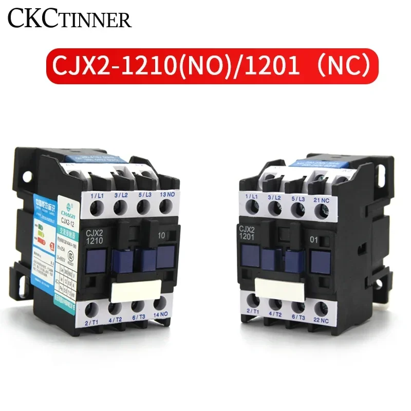 CJX2-1201/1210 50/60HZ 12A AC contactor Din Rail Mounted 3P+1NO Normal Open Contactor 24V-380V