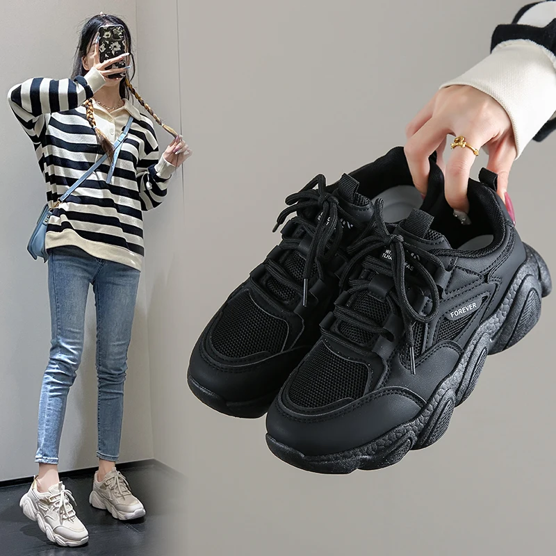 

Women Shoes 2025 New Autumn Trendy Brand Torre Female Thick Sole Increased Casual Flow Reflective Sports Running Trendy Shoes