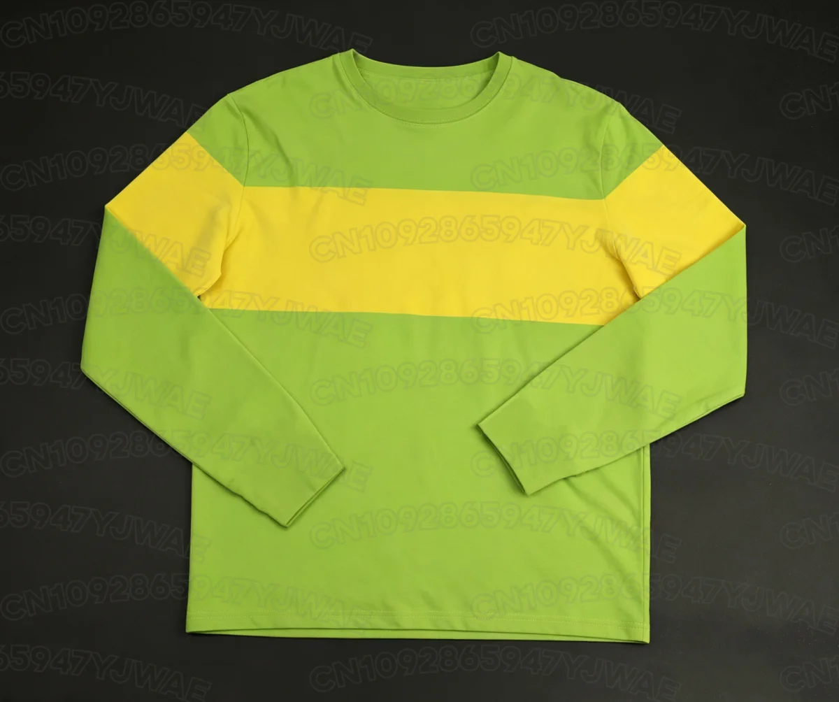 Deltarune Kris Cosplay Langarm-Modisches Grün-Gelb Gestreiftes Pullover-T-Shirt für Damen und Herren – Detail 12