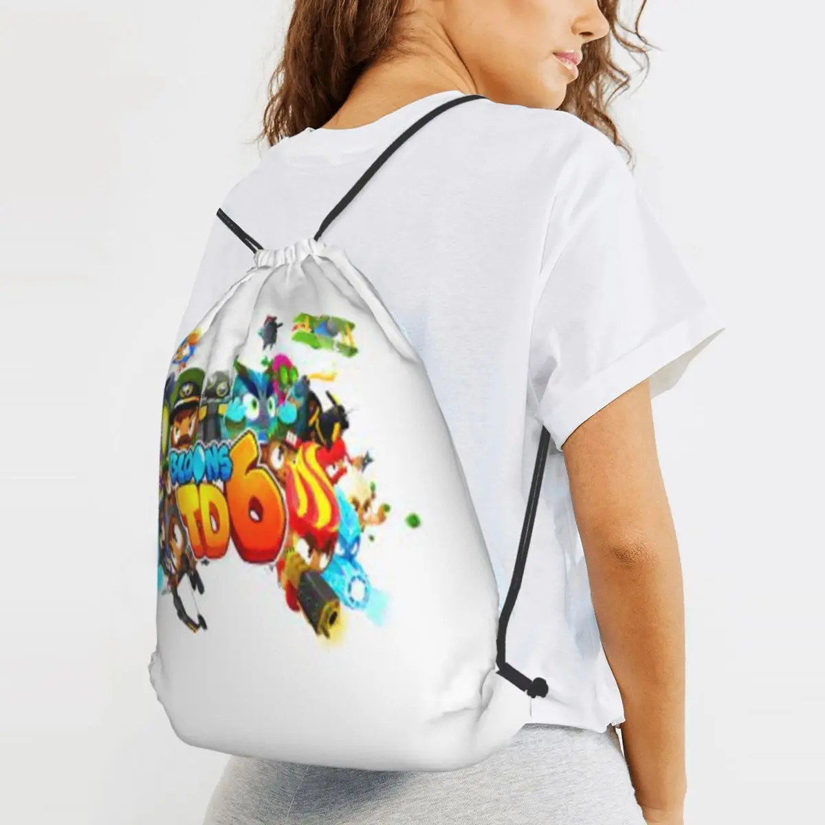 Singe Bloons Td 6 Pack Backpacks Casual Drawstring Bags Storage Bag Book Bags for Travel School