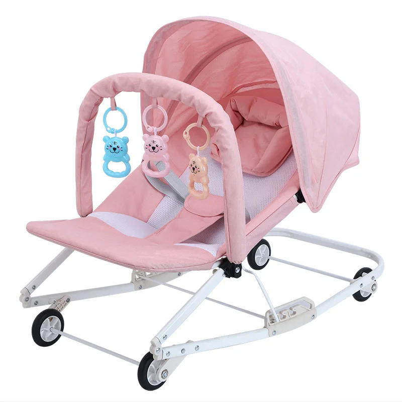 Foldable Infant Baby Products Swing Rocker Multifunctional Toddler Bouncer Chair With 4 Wheels