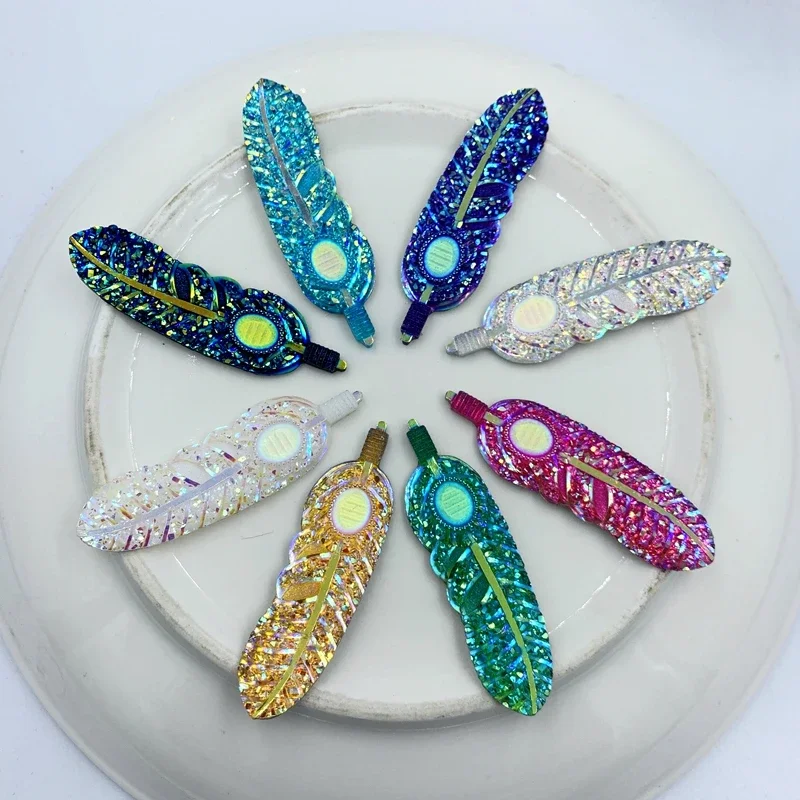 8pcs Fashion crystal rhinestones flatback leaf&feathers gem stones DIY Bead Work wedding decoration -E50