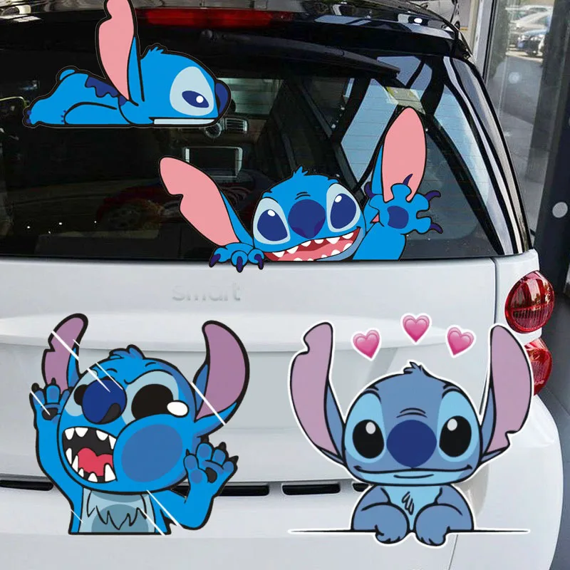 Disney Stitch Car Sticker Anime Figure Stitch Auto Window Driving Mirror Decals Rear Windshield Stickers Kawaii Car Decor Gifts