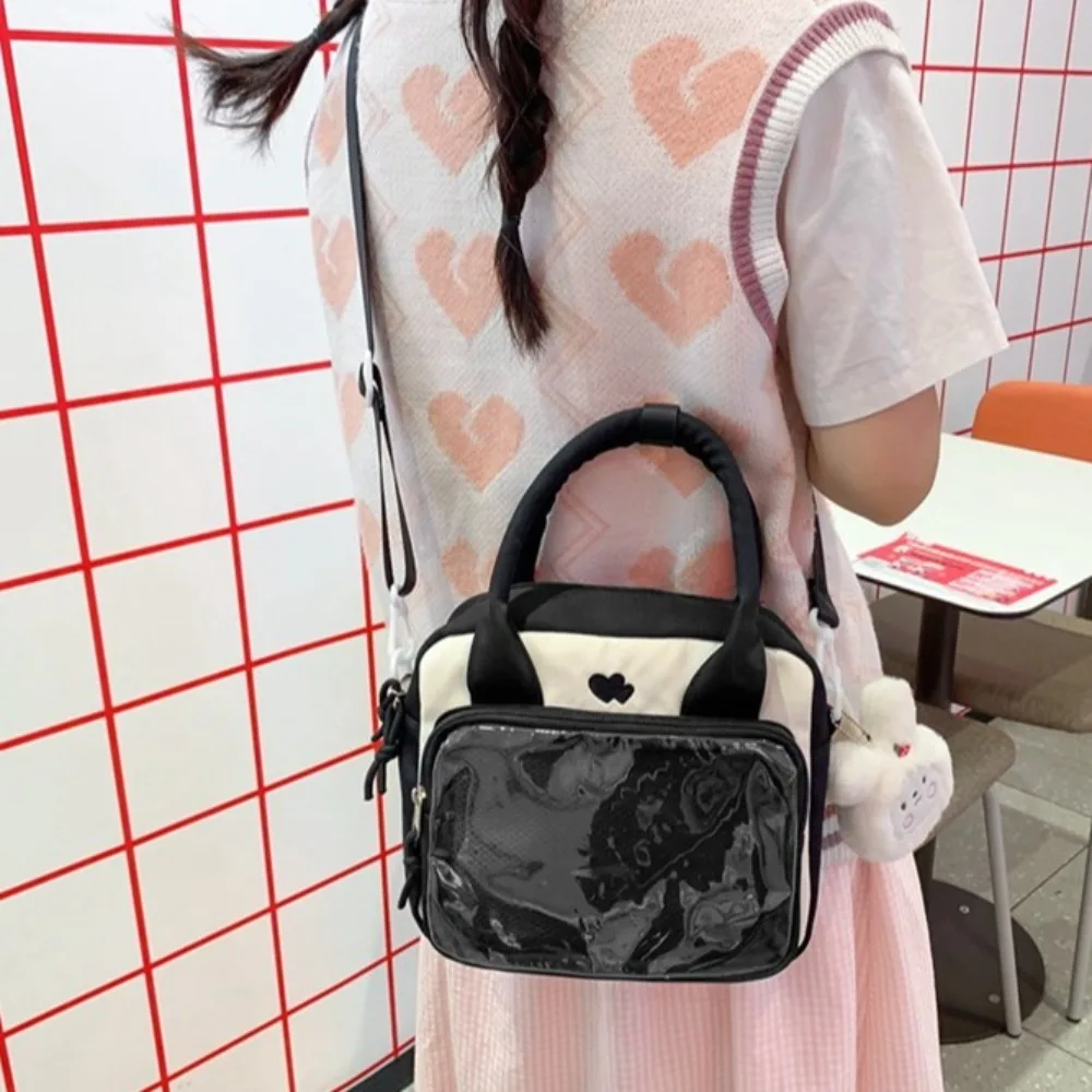 Y2K Transparent Japanese Shoulder Bag JK Itabag Clear Toys Pocket Backpack All-match Storage Bag Students Cartoon School Bag