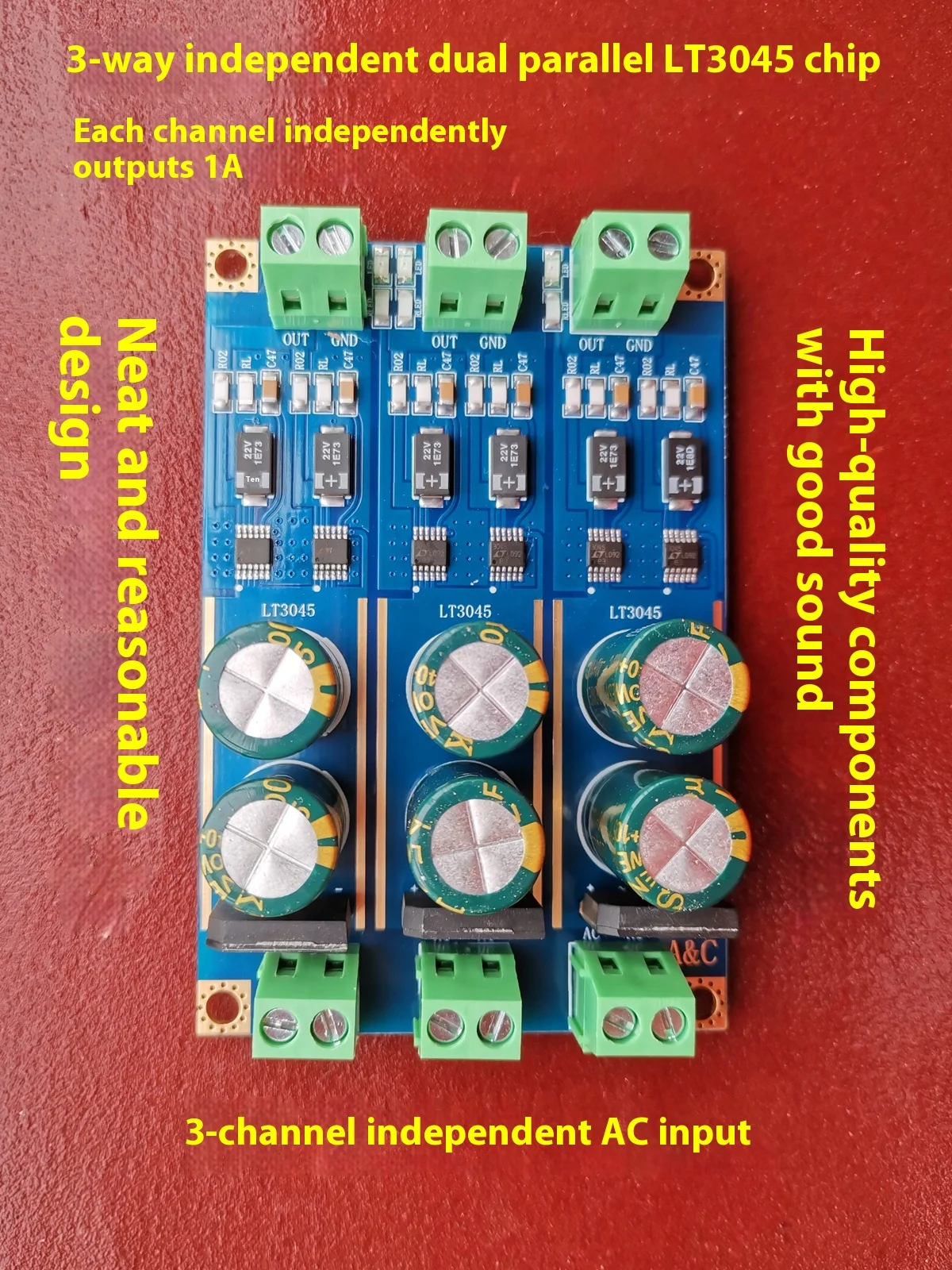 Fuente de alimentación estabilizada lineal de bajo ruido LT3045 paralela dual independiente de 3 canales para instrumento de precisión frontal PolishDAC