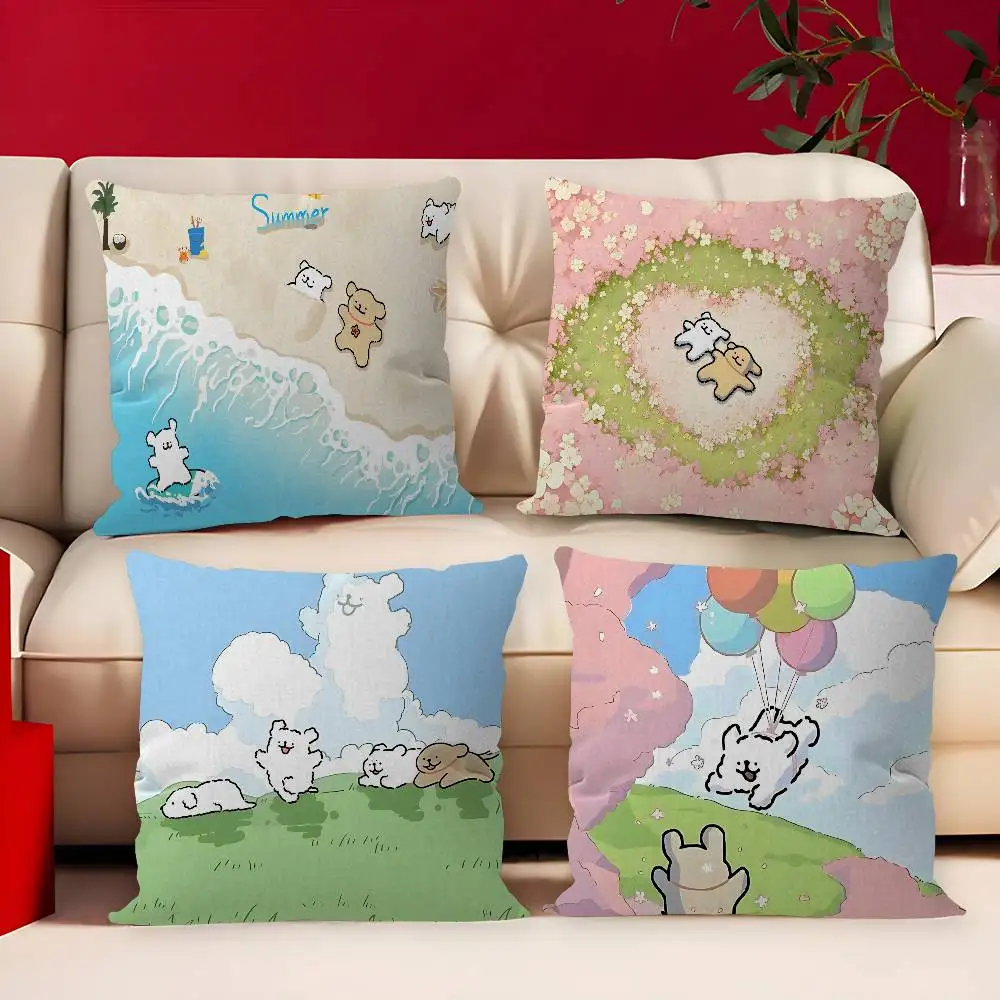 Line CARTOON P-PuppyS Cushion Cover Car Throw Pillow Case For Sofa Car Christmas Gift 40x40cm 45x45cm