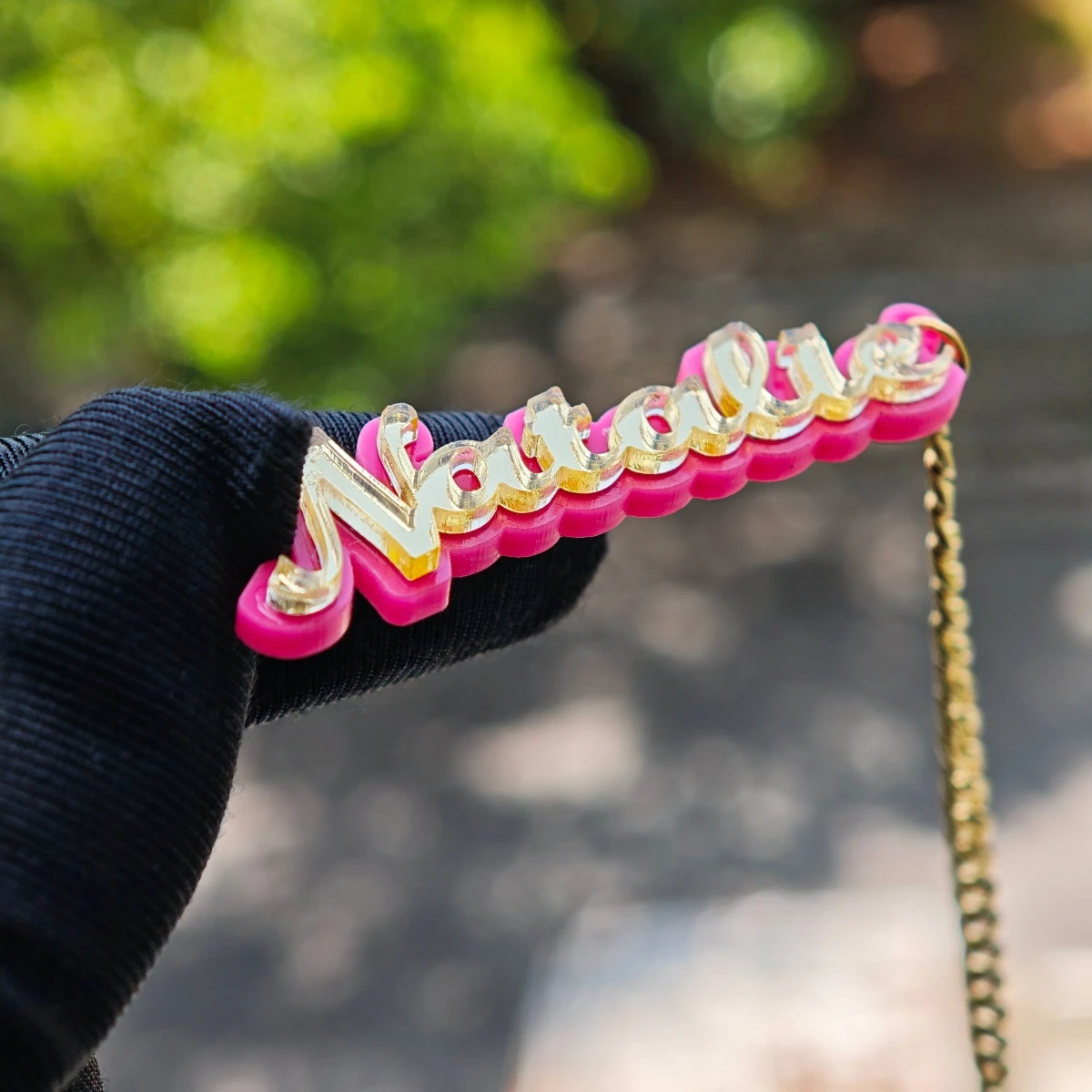 Personalized Custom Acrylic Name Necklace Two-Layer Color Letter Pendant uban Chain Women Custom Nameplate Jewelry Birthday Gift