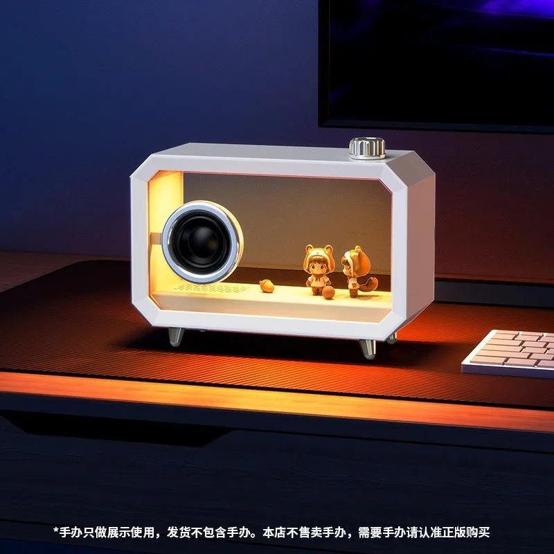 New DIY Transparent RGB Colorful Lighting Computer Subwoofer Bluetooth Speaker Desktop Audio with High Volume Display AUX Play